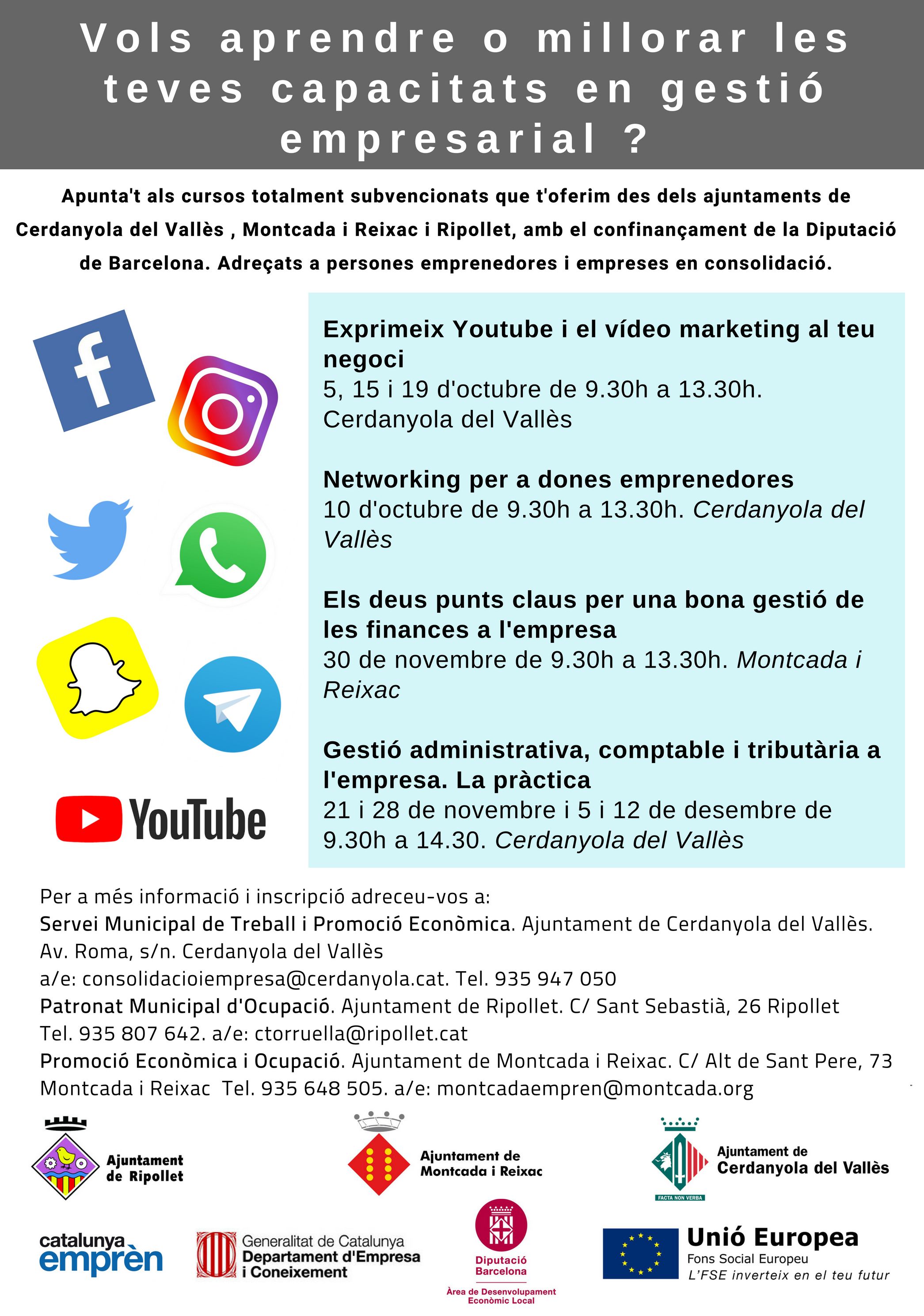 cartell promocional dels cursos oferts