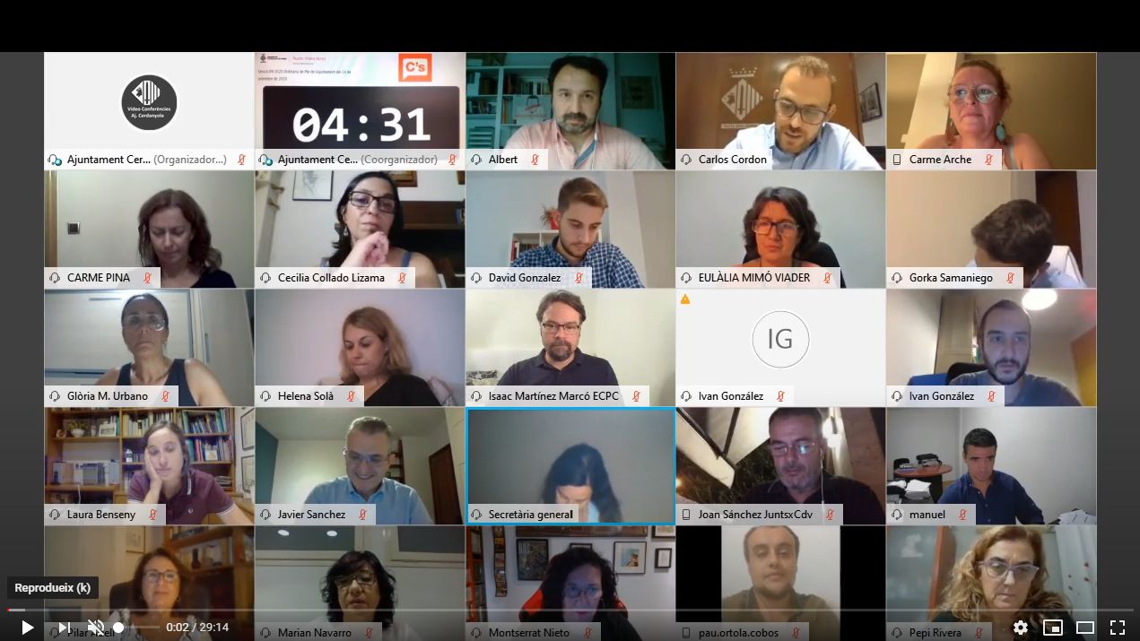 Captura de pantlla d'un moment del ple ordinari de setembre