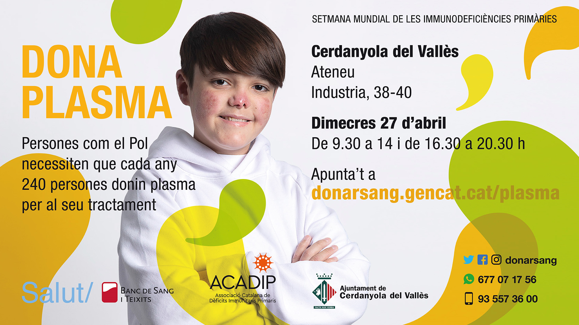 Imatge  donació de plasma en el marc de la Setmana Mundial de les Immunodeficiències Primàries