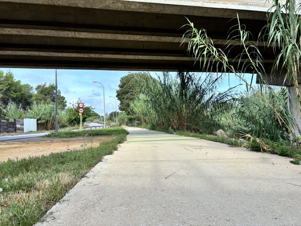 Carril actual per a bicicletes i vianants a l'alçada de Cerdanyola