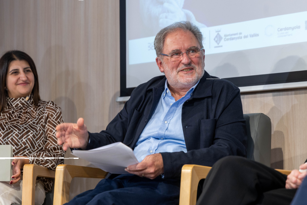 Isidre Grau durant l'acte d'homenatge