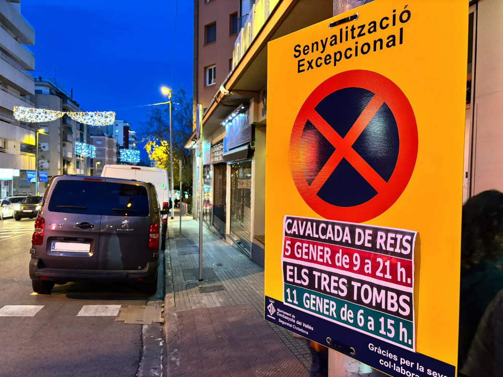 Cartell d'avís d'afectació al trànsit