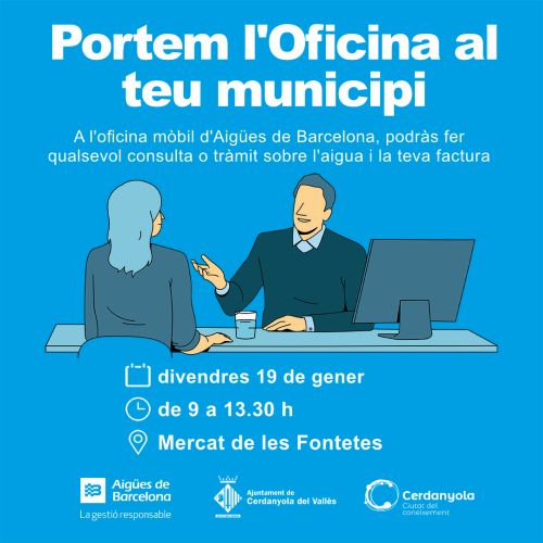 Cartell Oficina mòbil d'Aigües de Barcelona