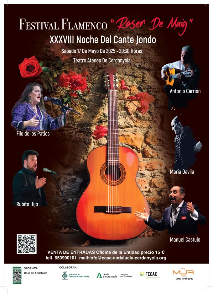 cartell  Festival Flamenco Roser de Maig. XXXVIII Noche del Cante Jondo