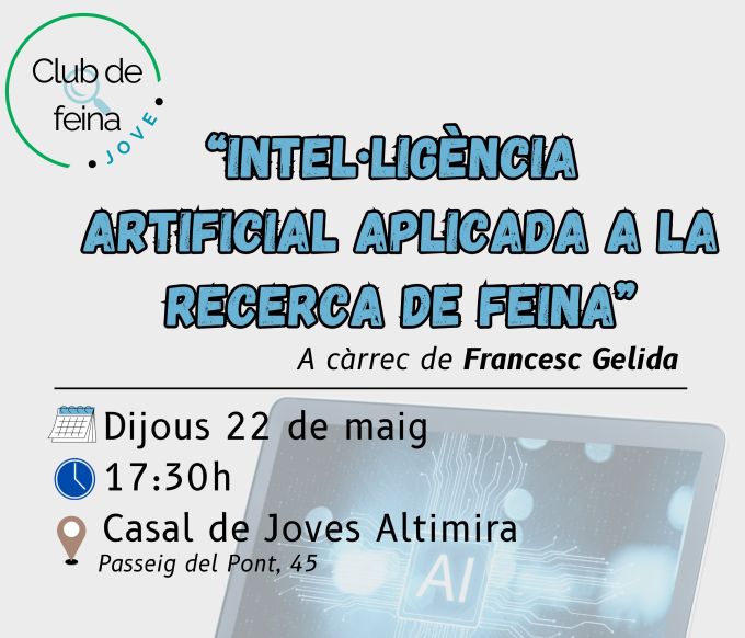 Cartell Taller 'Intel·ligència Artificial aplicada a la recerca de feina'