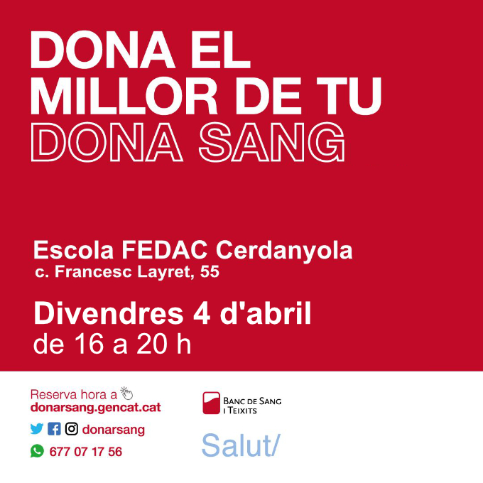 cartell Donació de sang Escola FEDAC Anunciata