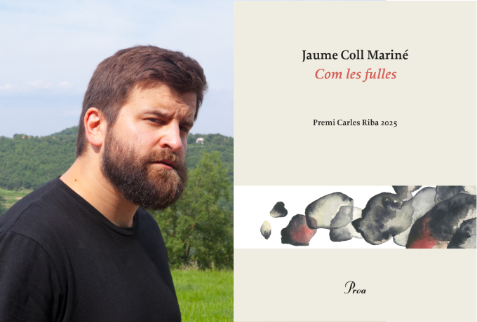 Jaume Coll + portada del llibre 'Com les fulles' 