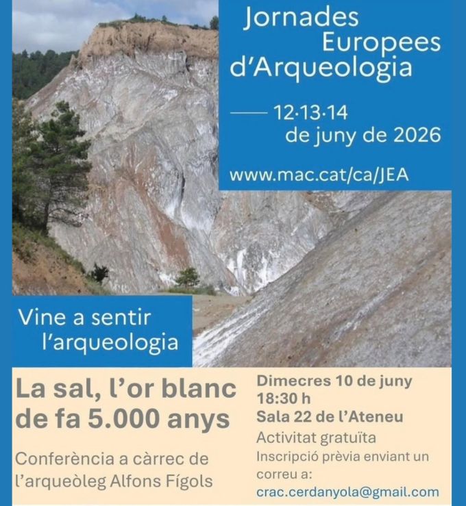 cartell JEA. Conferència 'La sal, l’or blanc de fa 5.000 anys' 