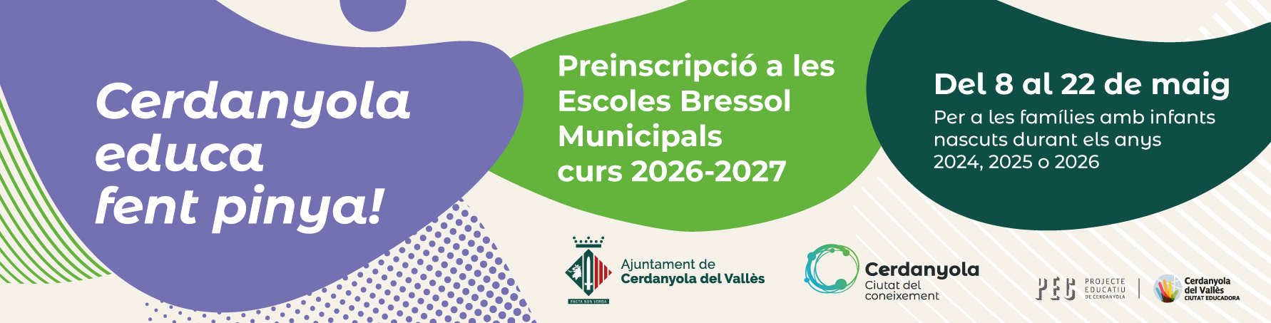 Banner Preinscripció a les Escoles Bressol Municipals. Curs 2026/2027