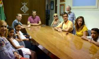 Un moment de la recepció al despatx de l'Alcalde