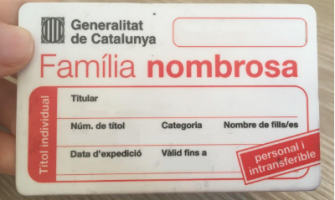 Imatge d'un carnet de família nombrosa (Generalitat Catalunya)