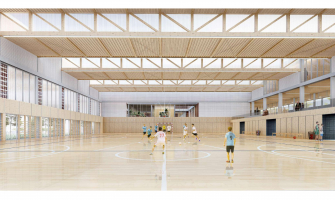 Render de l'interior del pavelló del CEM Riu Sec